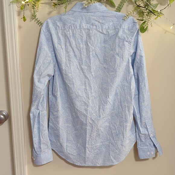 Michael Kors Blue Leaf Print Button Up Top - Picture 4 of 5